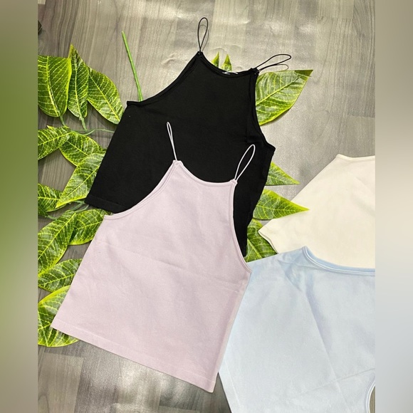 RIBBED ELASTIC STRAP RACER TANK - Picture 3 of 14